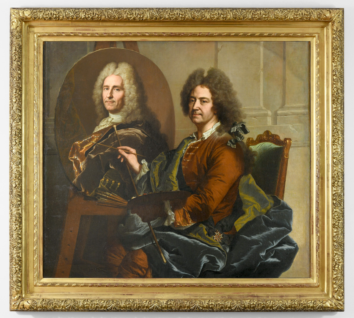 Autoportrait de l'artiste en train de peindre le portrait de François Ier Castanier (1674-1759)